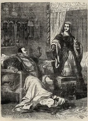 Heinrich VIII. und Königin Catherine Parr (1512-1548) - Gravur aus „History of England“ von Cassell Petter & Galpin