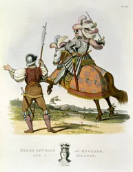 Heinrich VII., König von England (1457-1509) und ein Billman, 1490, aus Ancient Armour von Samuel Rush Meyrick, 1824