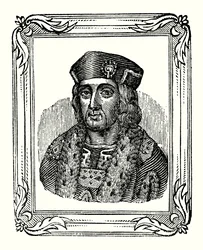 Heinrich VII wurde 1457 geboren, 1485 gekrönt und starb 1509 (Gravur)