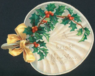 Stechpalmen-Fächer, Neujahrskarte