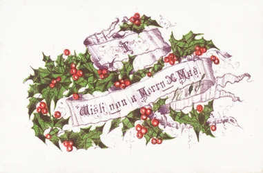Stechpalme und Beeren, Weihnachtskarte