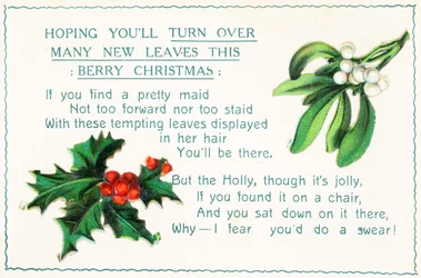 Stechpalme und Mistel, Weihnachtskarte