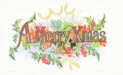 Stechpalme und Mistel, Weihnachtskarte