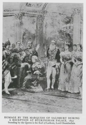 Huldigung des Marquess of Salisbury während eines Empfangs im Buckingham Palace