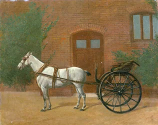 Pferd an eine Kutsche angespannt (Paar zu 416405)