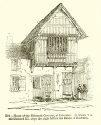 Haus des fünfzehnten Jahrhunderts in Leicester, in dem Richard III. angeblich die Nacht vor der Schlacht von Bosworth schlief