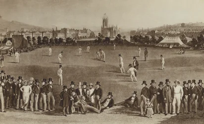 Wie sie Cricket spielten, als Königin Victoria jung war (Lithografie)