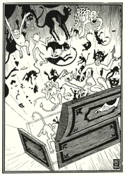 Illustration für die Abenteuer des Baron Münchhausen (Gravur)