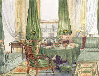 Innenansicht eines Salons in Brighton, ca. 1845