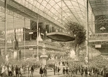 Innenraum der Großen Ausstellung, feierliche Eröffnung am 1. Mai 1851