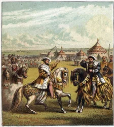 Interview mit den Königen von Frankreich und England, Franz I. (1494-1547) und Heinrich VIII. (1491-1547), im Lager des Goldenen Tuchs am 7. Juni