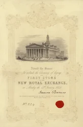 Einladung zur Grundsteinlegung der neuen Royal Exchange