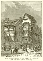 Izaac Waltons Haus an der Ecke von Chancery Lane und Fleet Street, 1627-1644