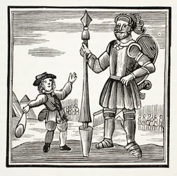 Jack und der Riese, Illustration aus Chap-books des achtzehnten Jahrhunderts von John Ashton, veröffentlicht 1882