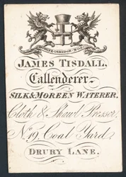 James Tisdall, Kalandrierer, Seiden- und Moreenwasserer, Visitenkarte