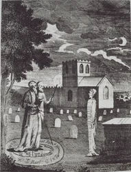 John Dee und Edward Kelly beschwören die Toten, aus einer Geschichte der Magie, veröffentlicht im späten 19. Jahrhundert