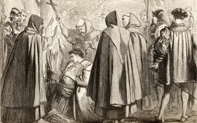 John Frith kurz vor seiner Verbrennung wegen Häresie im Jahr 1533, ca. 1865