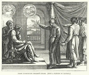 Joseph deutet den Traum des Pharao, nach einem Gemälde von Raphael (Stich)