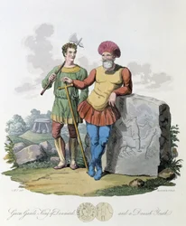 König von Dänemark und junge Dänen - in „Celts and Goths, customs of the inhabitants of the British Isles of the early 6th century and of the Goth nations of the west coast of the Baltic“
