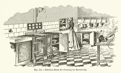 Küche für elektrisches Kochen ausgestattet