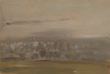 Landschaft mit Bäumen an einem Hang (Waldtal, im Nebel gesehen), zuvor J.M.W. Turner (1775-1851) und auch Peter de Wint (1784-1849) zugeschrieben