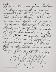 Brief von Prinz Rupert, Juni 1643
