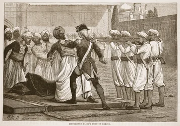 Leutnant Flints mutige Tat, Illustration aus Cassells Illustrierter Geschichte Indiens von James Grant, veröffentlicht 1879