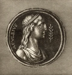 Lucius Apuleius, aus dem Frontispiz zu Die Geschichte von Amor und Psyche von Lucius Apuleius, veröffentlicht 1903
