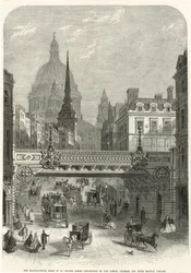 Ludgate Hill, die Eisenbahnbrücke, die von der London, Chatham and Dover Railway Company errichtet werden soll