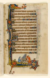 MS 1-2005, fol. 204r: Orgelspiel, Randdekoration aus dem Macclesfield Psalter, Use of Sarum, Ostanglien, um 1330