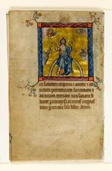 MS 1-2005, fol. 8v: Christus im Gericht, Miniatur aus dem Macclesfield Psalter, Use of Sarum, Ostanglien, um 1330