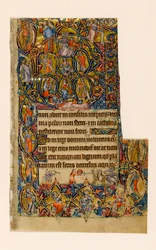 MS 1-2005, fol. 9r: Der Baum Jesse und die Beatus-Initiale mit Musiker und groteskem Kampf, aus dem Macclesfield Psalter, Use of Sarum, Ostanglien, um 1330