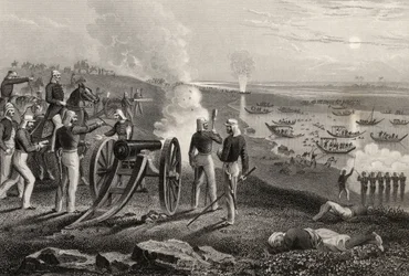 Major Eyre vertreibt die Oude-Rebellen aus Allahabad im Jahr 1857, aus 