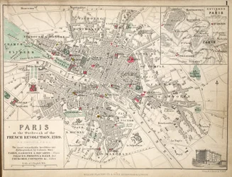 Karte von Paris beim Ausbruch der Französischen Revolution, 1789