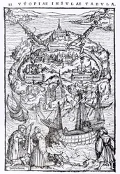 Karte der Insel Utopia, Buchfrontispiz