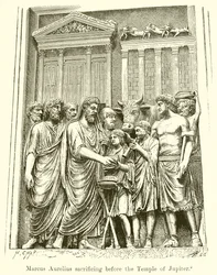 Marcus Aurelius opfert vor dem Tempel des Jupiter