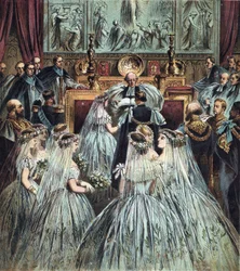 Heirat des Prinzen von Wales (der König Edward VII. von England wurde) (1841-1910) mit Alexandra von Dänemark (Alexandra Caroline Marie Charlotte Louise Julie von Schleswig-Holstein-Sonderburg-Glücksburg) (1844-1925)