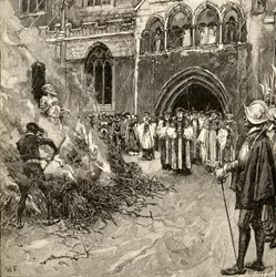 Märtyrertod von John Hooper (ca. 1495-1555) in Gloucester
