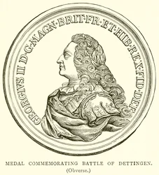 Medaille zur Erinnerung an die Schlacht bei Dettingen (Vorderseite)