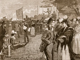 Versammlung von Wäscherinnen im Hyde Park, 1891, Illustration aus Cassells Illustrierter Geschichte Englands
