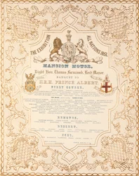 Menü des Banketts für Prinz Albert im Mansion House anlässlich der Great Exhibition of All Nations, London, 1851