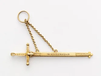 Miniatur-Gedenkschwert (Holz & Gold)