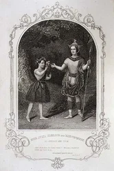Miss Julia Harland und Miss Conquest als Oberon und Puck, Akt II Szene 2 von 