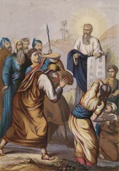 Moses präsentiert die Gebote