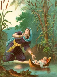 Moses im Korb ausgesetzt