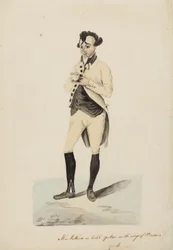Mr. Matthews als Caleb Quotem in den Wags of Windsor, York, ca. 1820
