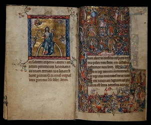 Ms 1-2005, ff.8v-9r: Christus im Gericht und der Baum Jesse, aus dem Macclesfield Psalter, Gebrauch von Sarum, Ostanglien, ca. 1330