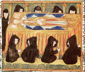 Ms 197 f.22v Beerdigung eines Königs, aus Liber Regalis