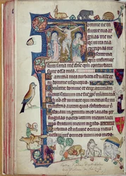 Ms 242 f.55v Die Kreuzigung, aus den Packham-Clifford Stunden, Gebrauch von Sarum, ca. 1314-31 (Goldblatt & Tempera auf Pergament)