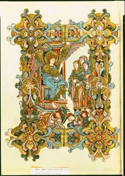 Ms 369 fol.21v Die heiligen Frauen am Grab, aus dem Winchester Pontifikale, spätes 10. bis frühes 11. Jahrhundert